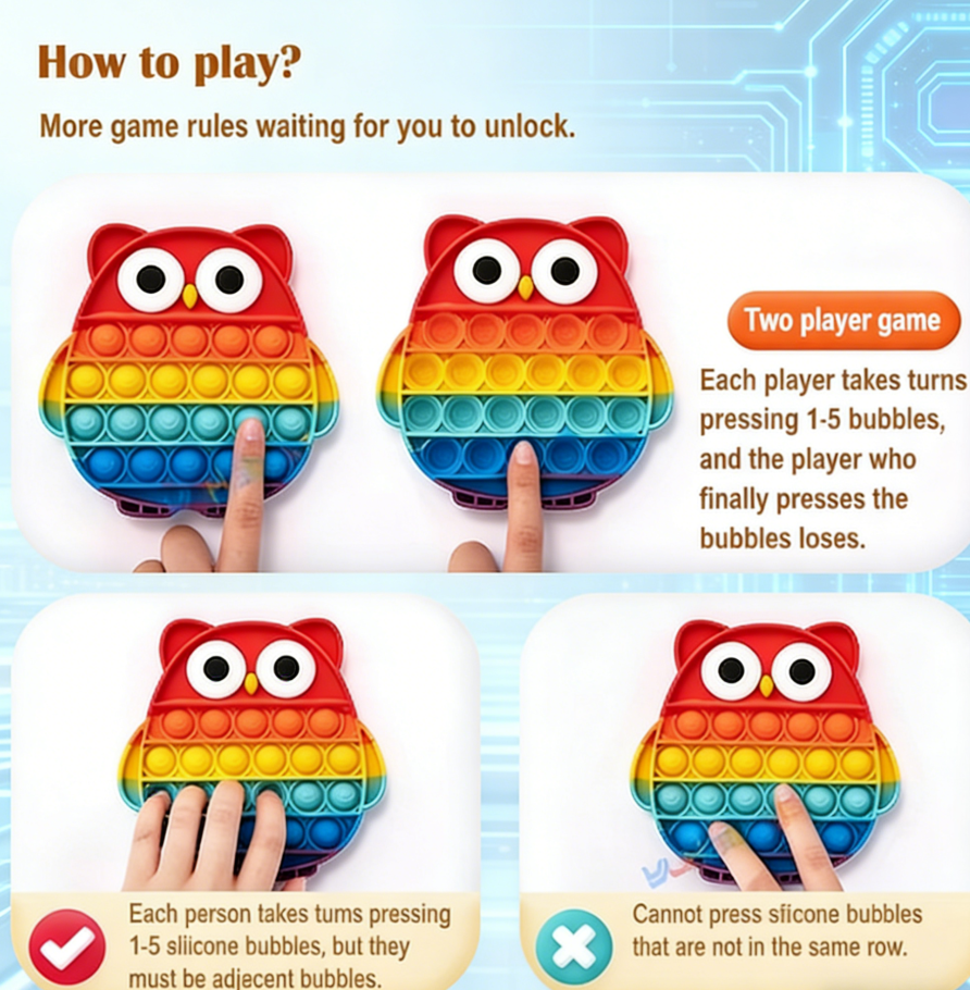 Rainbow Silicone Pop Bubble Fidget Toy - Sensory Stress Relief Tool for Adults & Kids - Washable Anxiety Relief Popper for ADHD, Autism & Special Needs