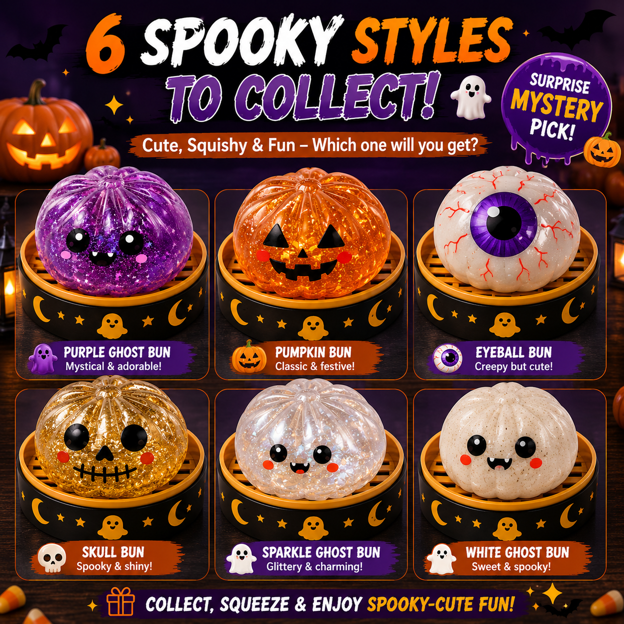 70% OFF TODAY🎃 Halloween   Steamed Bun Squishy Mystery Box Toy