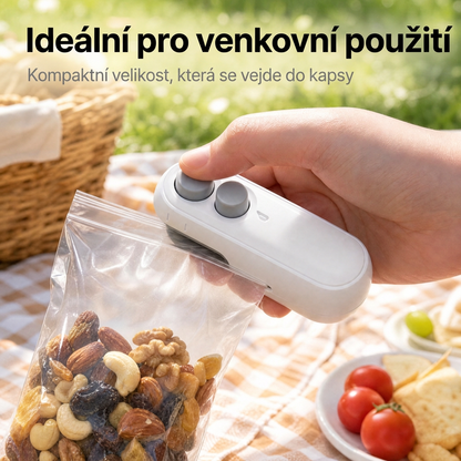 Vitalisys® Hordozható újratölthető tasaklezáró – 2 az 1-ben USB-C mini lezáró és vágó eszköz ✨