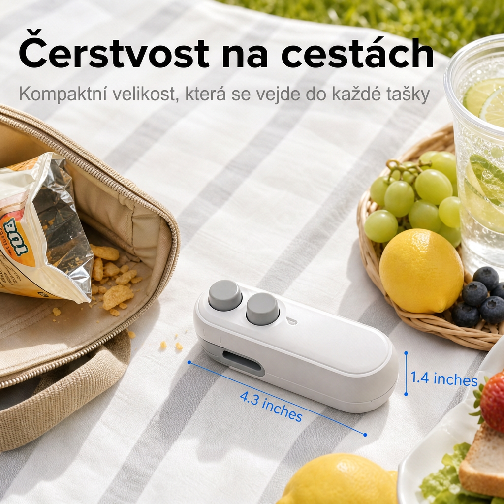 Vitalisys® Hordozható újratölthető tasaklezáró – 2 az 1-ben USB-C mini lezáró és vágó eszköz ✨