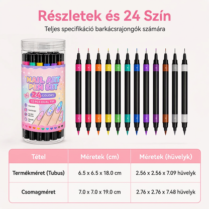 UTOLSÓ NAP · 50% KEDVEZMÉNY 🌈 24 színű kétvégű körömdíszítő toll készlet 💕