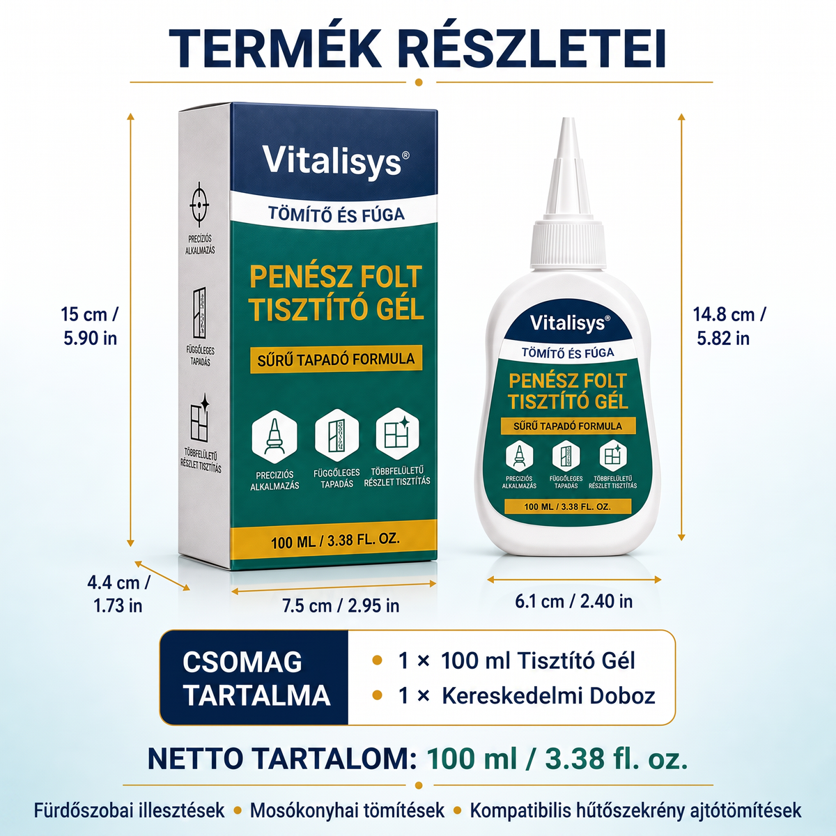 Vitalisys® Mély penészfolt-tisztító gél 👑 – Sűrű, tapadó formula fugákhoz, tömítésekhez és nedves sarkokhoz 💎