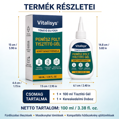 Vitalisys® Mély penészfolt-tisztító gél 👑 – Sűrű, tapadó formula fugákhoz, tömítésekhez és nedves sarkokhoz 💖