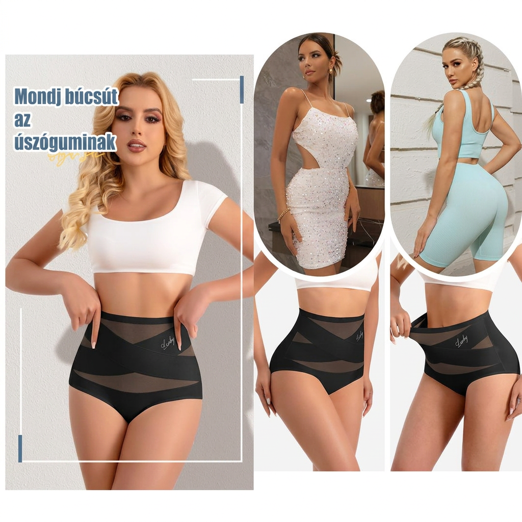 🔥🔥Plus size, magas derekú, alakformáló alsó keresztpántos haspánttal