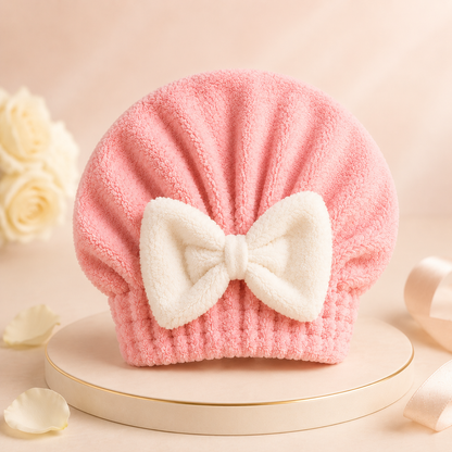 Vitalisys® Gyorsan száradó mikroszálas hajszárító sapka masnival – Nedvességszívó hajtörölköző a mindennapi rutinhoz és utazáshoz 🎀