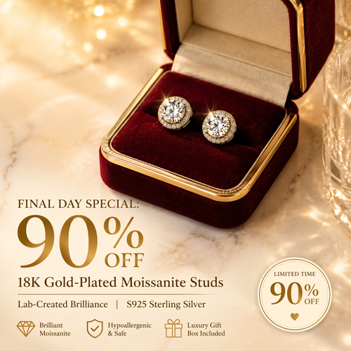 💎 18k Gold-Plated Halo Stud EarringsLab-Created Moissanite Earring S925 SterlingSilver Moissanite Jewelry Perfect BirthdayMother's Day Christmas Gift for Men WomenWedding Set