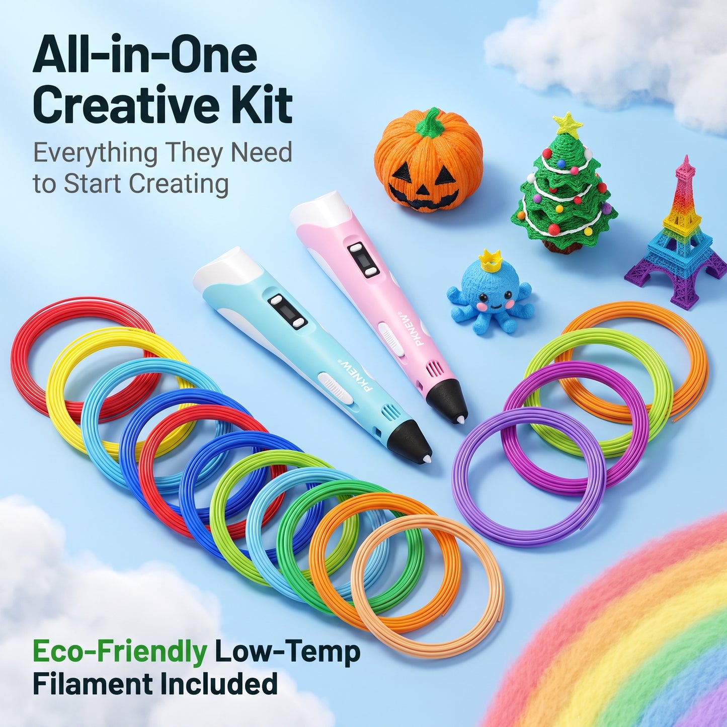 70% OFF TODAY🎃PKNEW® 3D Printing Pen for Kids--Low-Temperature Safe, Non-Toxic Eco-Friendly Filament, Sparks Creativity