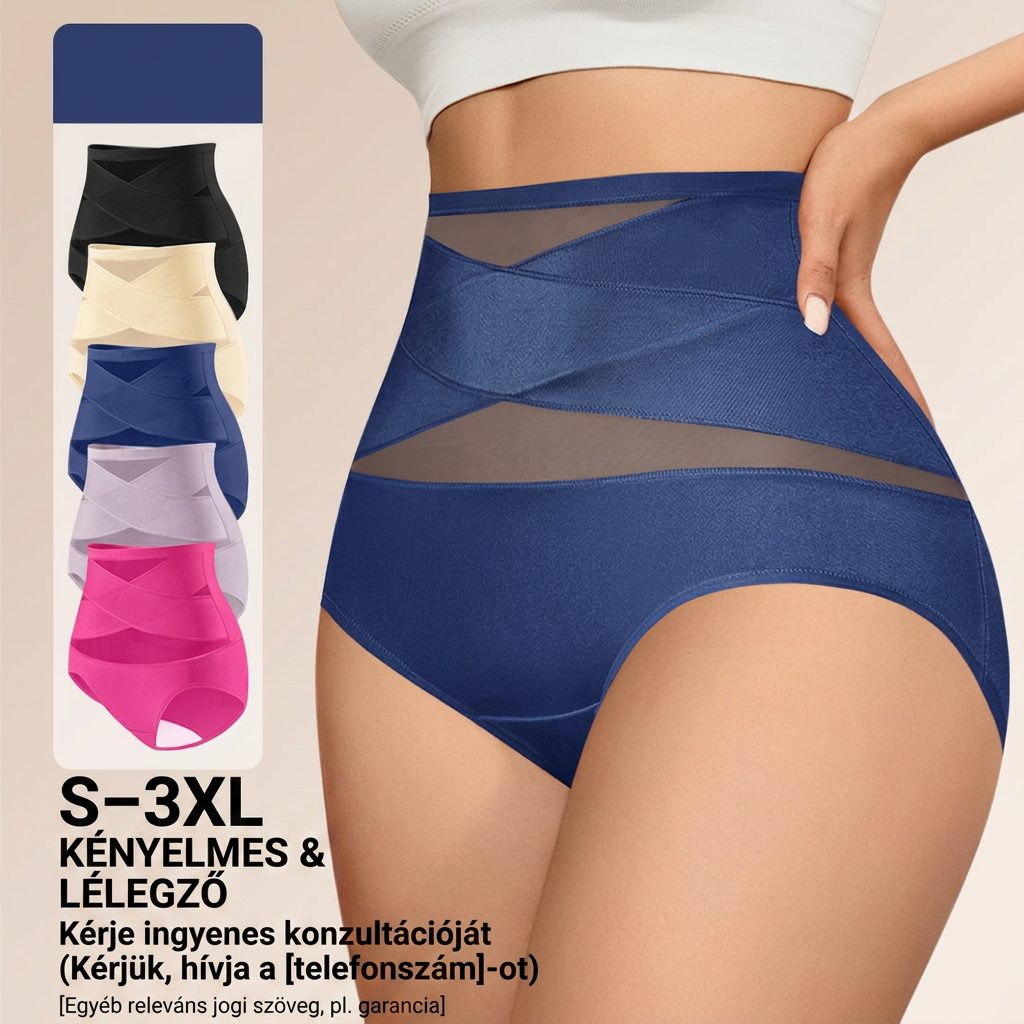 🔥🔥Plus size, magas derekú, alakformáló alsó keresztpántos haspánttal