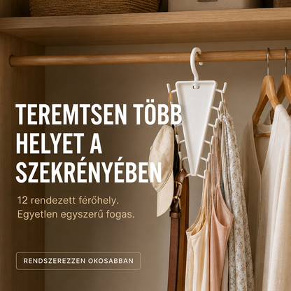 🔥🔥12 kampós forgatható szekrényszervező – Takarítson meg helyet és tartsa rendszerezetten kiegészítőit👚