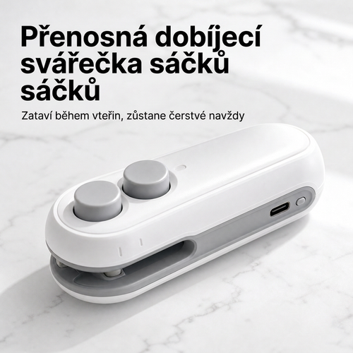 Vitalisys® Hordozható újratölthető tasaklezáró – 2 az 1-ben USB-C mini lezáró és vágó eszköz ✨