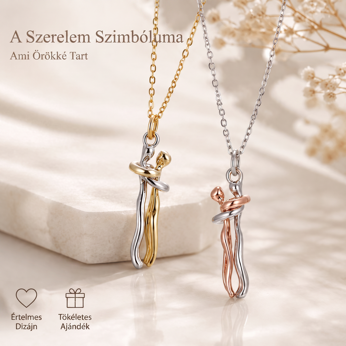 🔥🔥Édes ölelés medál, állítható ezüst lánc 💎