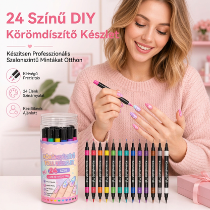 UTOLSÓ NAP · 50% KEDVEZMÉNY 🌈 24 színű kétvégű körömdíszítő toll készlet 💕