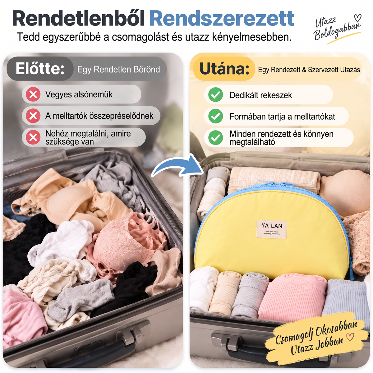 ⚡ UTOLSÓ NAP · 49% KEDVEZMÉNY – ✨ Utazási fehérnemű tároló táska – Melltartók bugyik és zoknik rendszerezetten bárhol 💎