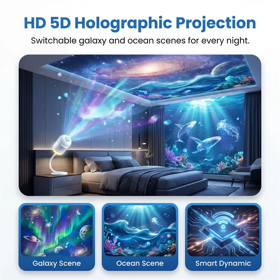 Extra 30% off on sale items | PKNEW® NEXT-GEN SMART PROJECTION HD Smart Dynamic 5D Holographic Night Light Projector✨