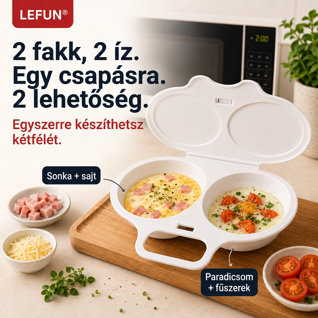 💎💎LEFUN® Gyors reggeli forma mikróba – 2 rekesz, 2 íz, végtelen lehetőség 🍳💥