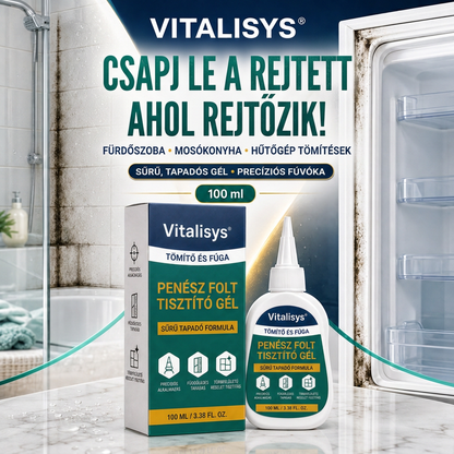 Vitalisys® Mély penészfolt-tisztító gél 👑 – Sűrű, tapadó formula fugákhoz, tömítésekhez és nedves sarkokhoz 💖
