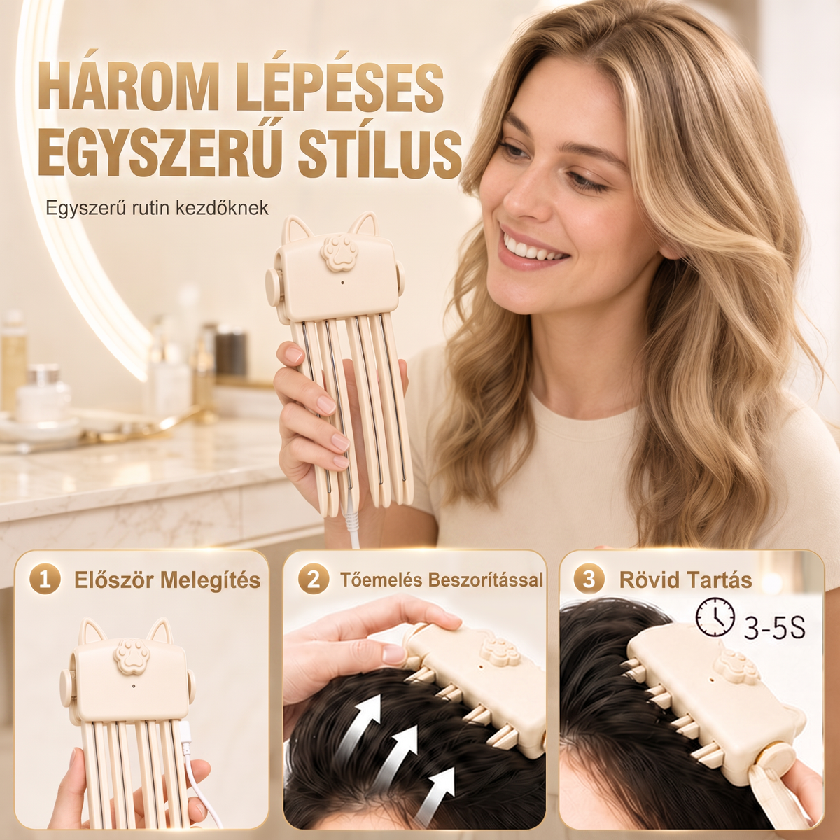👑👑 Több mint 48 ezer eladott darab 💇 Vezeték nélküli, fűthető hajcsat a hajtő megemelésére, hordozható hajformázó eszköz utazáshoz, vékony és lapos szálú hajra
