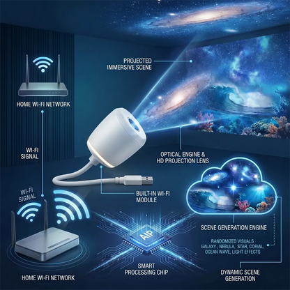 Extra 30% off on sale items | PKNEW® NEXT-GEN SMART PROJECTION HD Smart Dynamic 5D Holographic Night Light Projector✨
