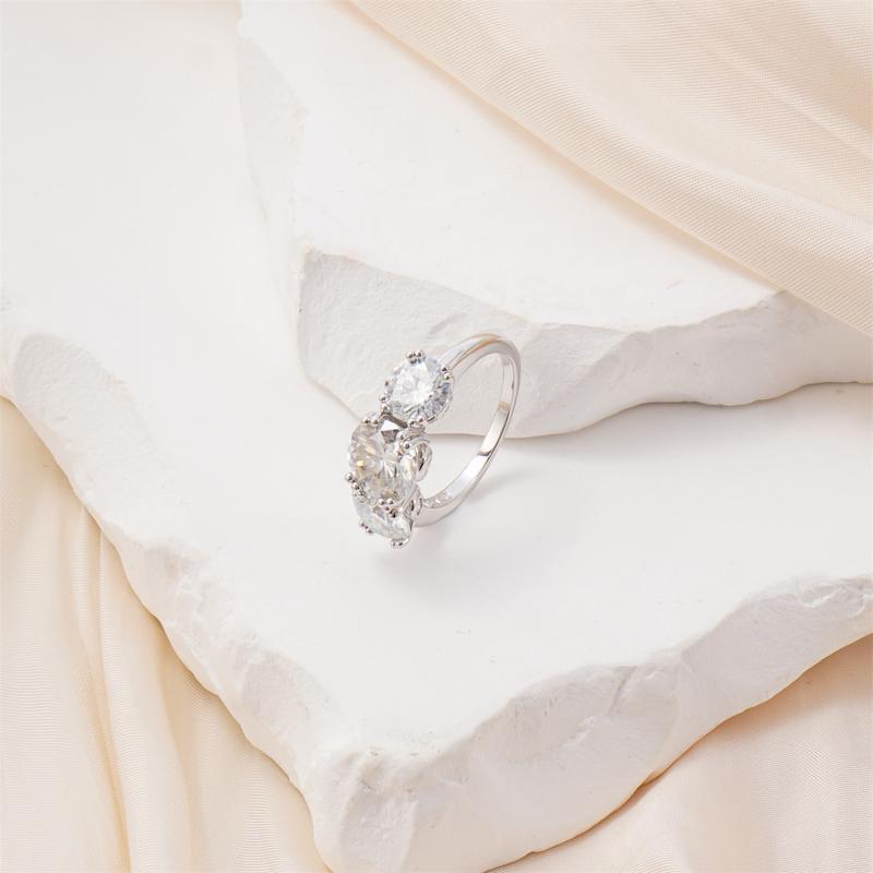 🔥18K Gold Plated Waterproof 1ct-5ctMoissanite Three Stone Prong EngagementRing Silver-Plated Band Jewelry PerfectBirthday Engagement Wedding AnniversaryGift Christmas Thanksgiving Valentine's Day