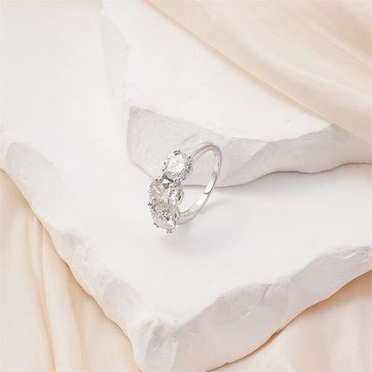 🔥18K Gold Plated Waterproof 1ct-5ctMoissanite Three Stone Prong EngagementRing Silver-Plated Band Jewelry PerfectBirthday Engagement Wedding AnniversaryGift Christmas Thanksgiving Valentine's Day