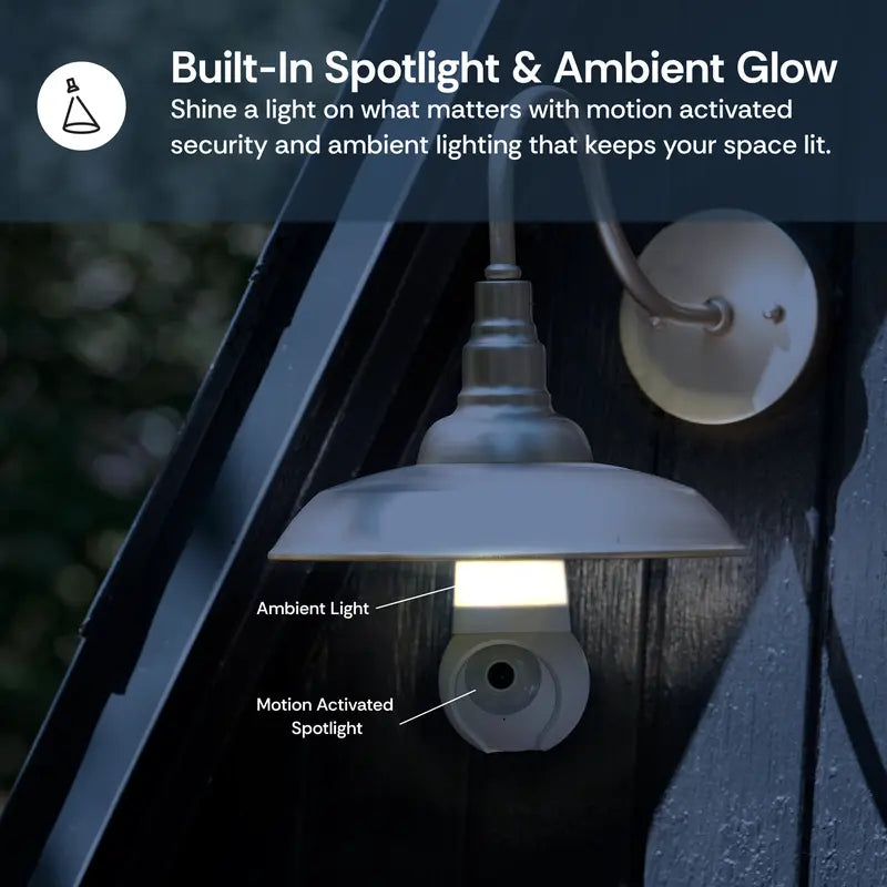 PKNEW® | Luna Light Bulb Security Cam -2K 2.4GHz/5GHz WiFi, Indoor Outdoor Surveillance Monitoring Camera for Home, 360° Pan/Tilt, Color Night Vision, Built-In LED & Spotlight, Easy Installation (2026 Upgrade)