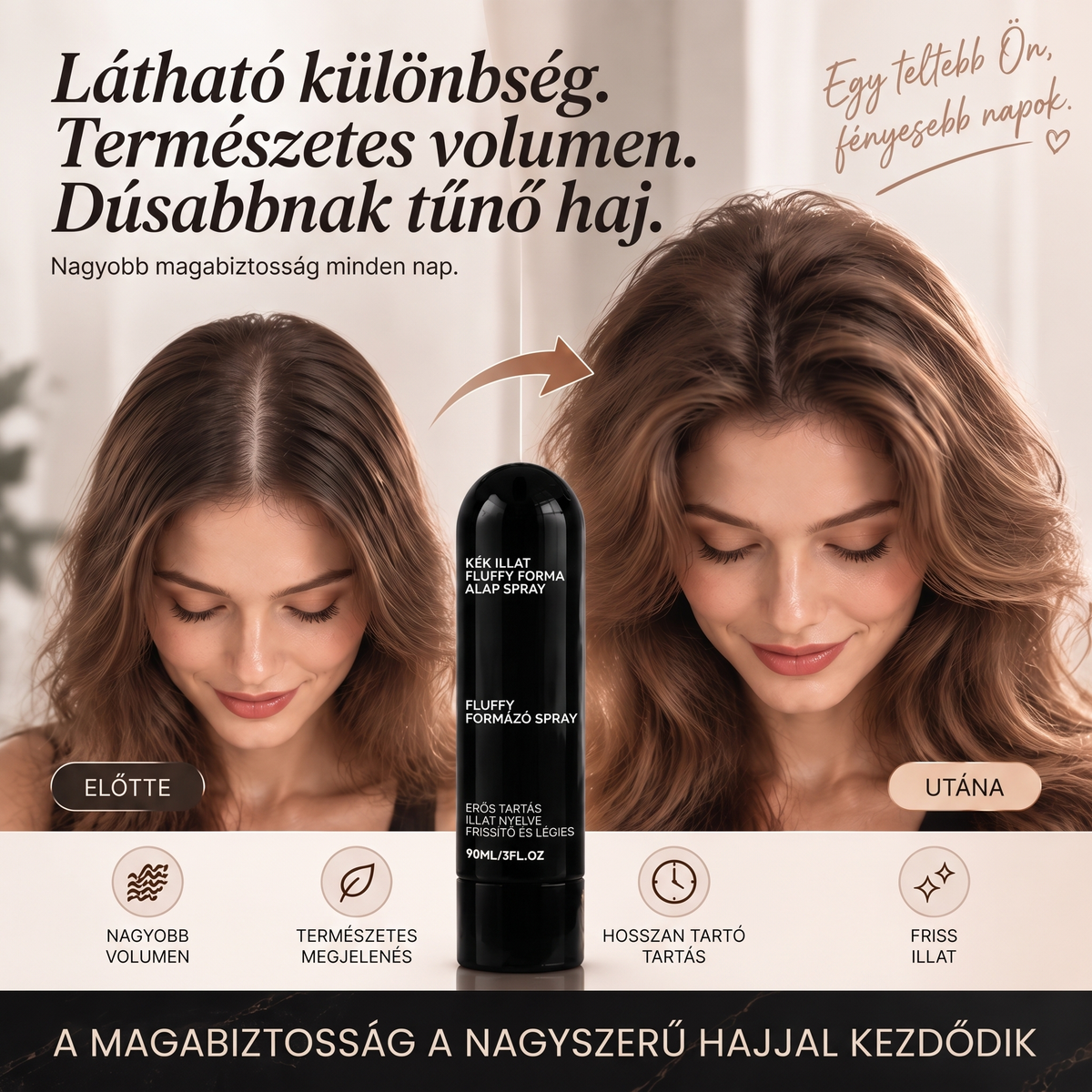🔥🔥Vitalisys® Fluffy Hair Shaping Spray – Könnyed, dúsító spray a hajtövek megemeléséért és a természetes mozgásért, őszibarack illattal 👸