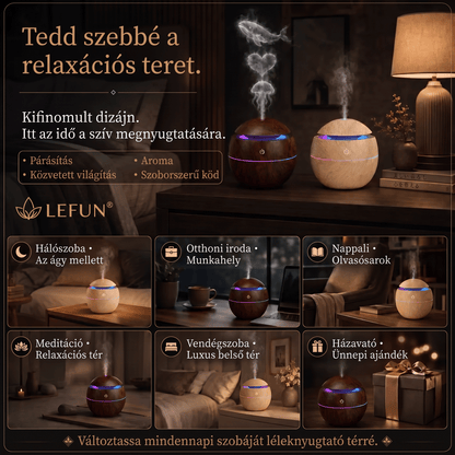 LEFUN® Okos alakformáló párásító és aroma diffúzor 🌈 – Faerezet mintázat medúza effektekkel és RGB világítással 💎