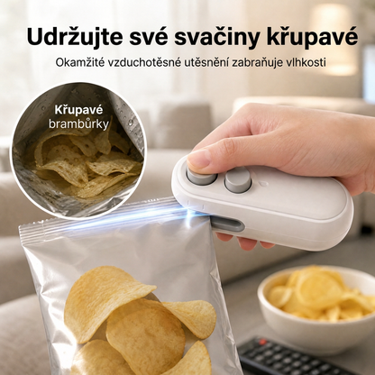 Vitalisys® Hordozható újratölthető tasaklezáró – 2 az 1-ben USB-C mini lezáró és vágó eszköz 💎