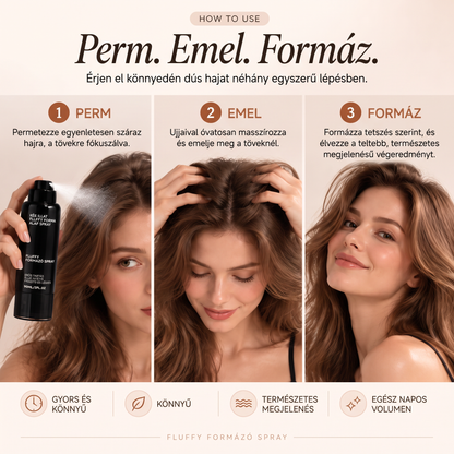 Vitalisys® Fluffy Hair formázó hajspray – Könnyű dúsító köd a hajtövek emeléséhez és a természetes mozgáshoz őszibarack illattal 💖
