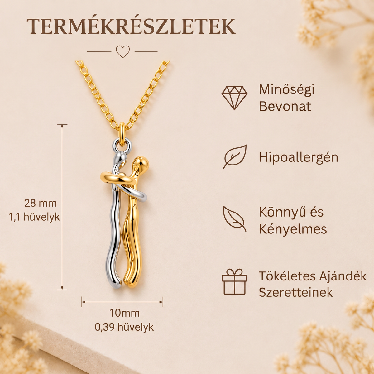 🔥🔥Édes ölelés medál, állítható ezüst lánc 💎