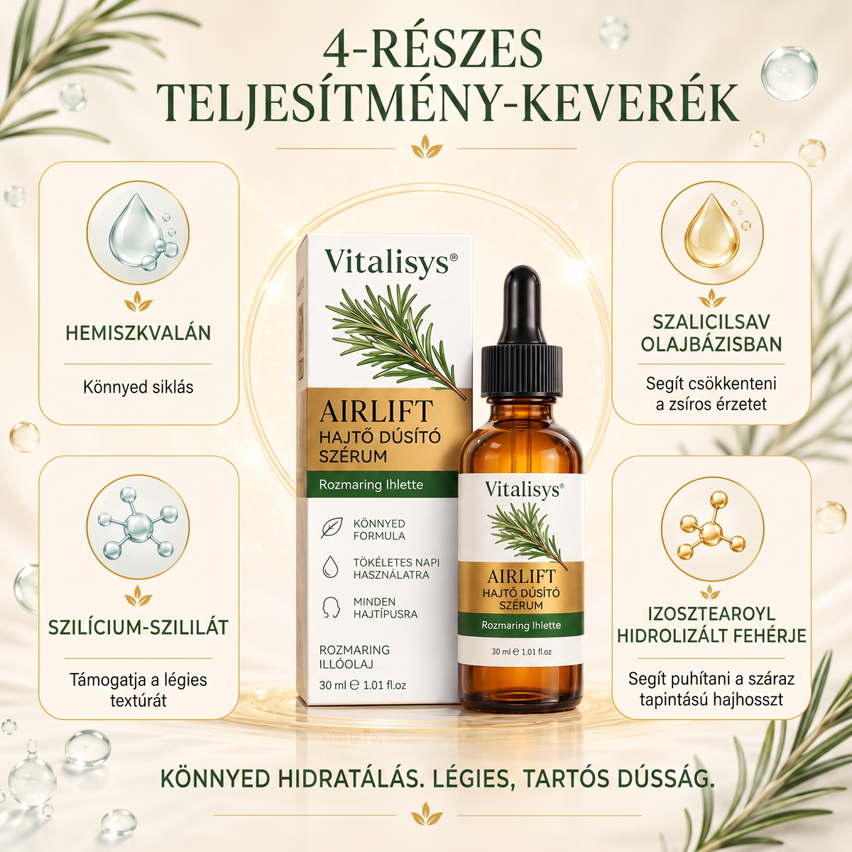 🌈🌈Vitalisys® AirLift Duo – Precíziós hajtőemelő fésű és könnyű hajszérum 👸🌟