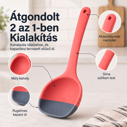 🥄 2 az 1-ben szilikon adagolókanál és spatula – Többcélú főző- és tálalóeszköz ✨