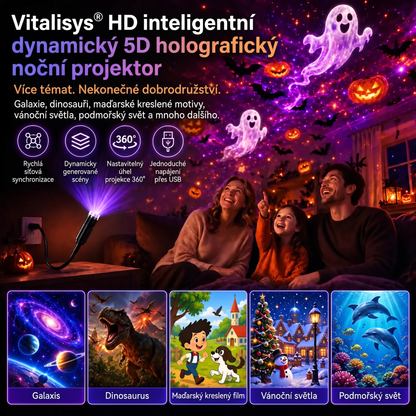 Vitalisys® 5D Chytrý Hvězdný Projektor 🌌 – 30+ dynamických scén a ovládání přes aplikaci 💎