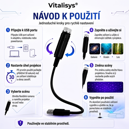 Vitalisys® 5D Chytrý Hvězdný Projektor 🌌 – 30+ dynamických scén a ovládání přes aplikaci 💎