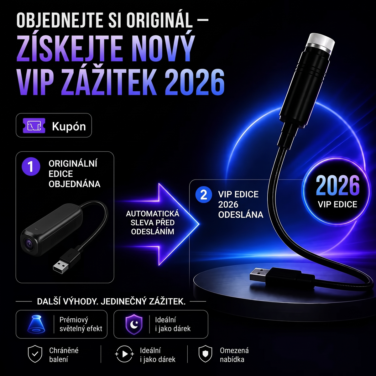 Vitalisys® 5D Chytrý Hvězdný Projektor 🌌 – 30+ dynamických scén a ovládání přes aplikaci 💎