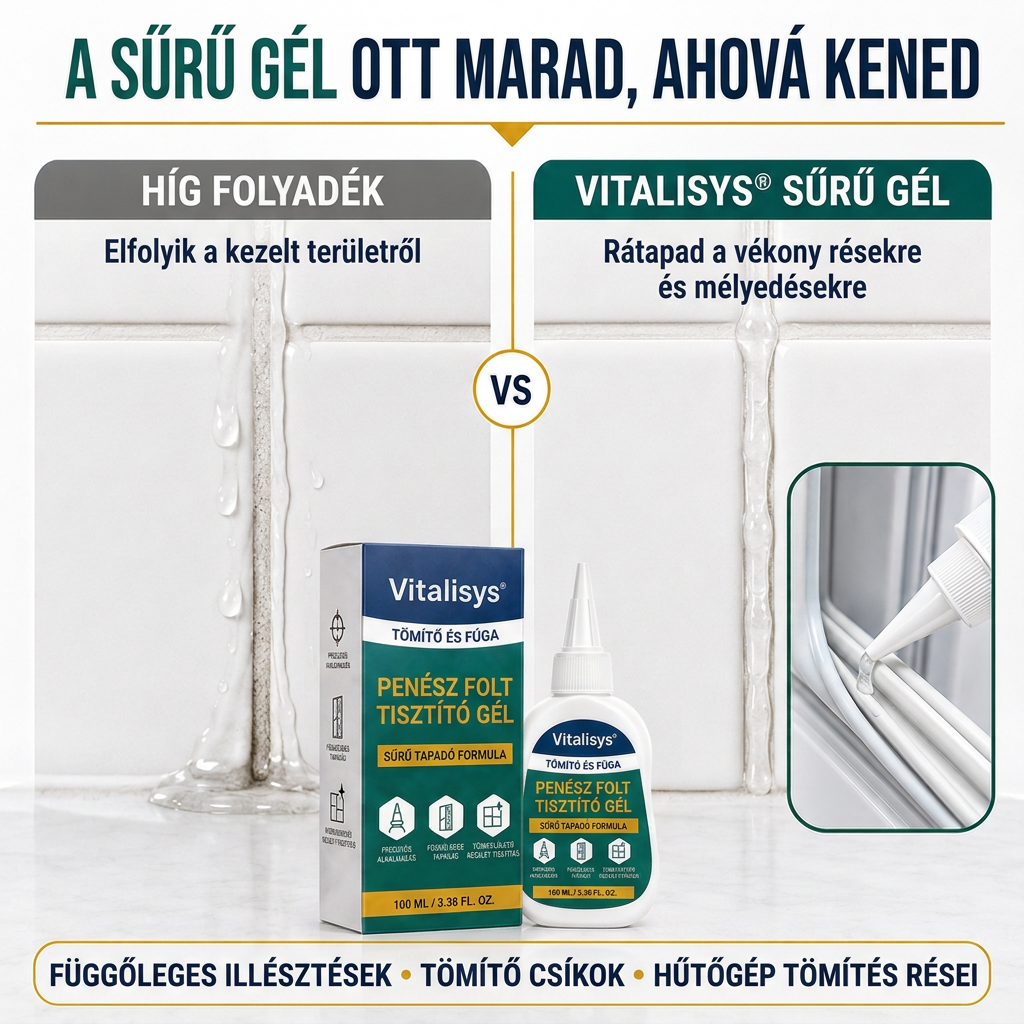 Vitalisys® Mély penészfolt-tisztító gél 👑 – Sűrű, tapadó formula fugákhoz, tömítésekhez és nedves sarkokhoz 💖
