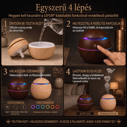 LEFUN® Okos alakformáló párásító és aroma diffúzor 🌈 – Faerezet mintázat medúza effektekkel és RGB világítással 💎