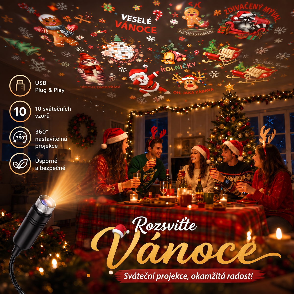 Vitalisys® 5D Chytrý Hvězdný Projektor 🌌 – 30+ dynamických scén a ovládání přes aplikaci 💖
