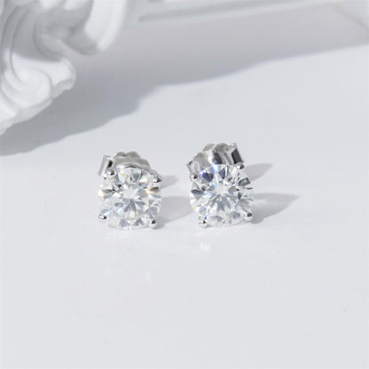 14K gold-plated solitaire four-prong stud earrings featuring lab-grown moissanite and S925 sterling silver  Final Day Special: Save a Massive 90% 🔥