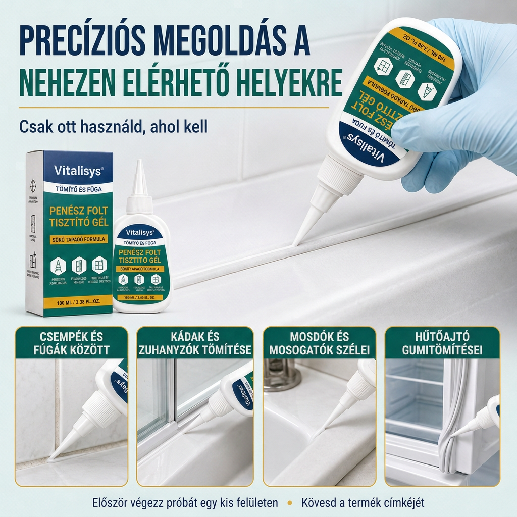 Vitalisys® Mély penészfolt-tisztító gél 👑 – Sűrű, tapadó formula fugákhoz, tömítésekhez és nedves sarkokhoz 💖
