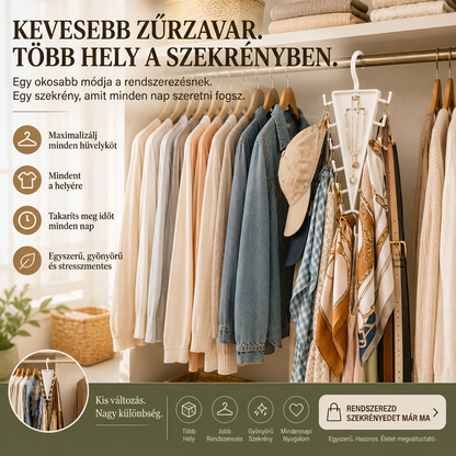 👚 12 kampós forgatható szekrényszervező – Takarítson meg helyet és tartsa rendszerezetten kiegészítőit 💖