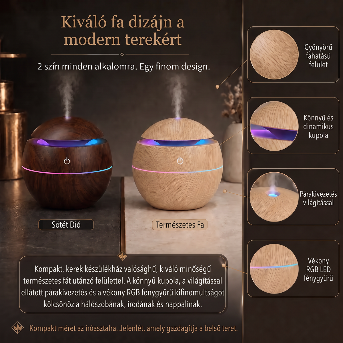 LEFUN® Okos alakformáló párásító és aroma diffúzor 🌈 – Faerezet mintázat medúza effektekkel és RGB világítással 💎