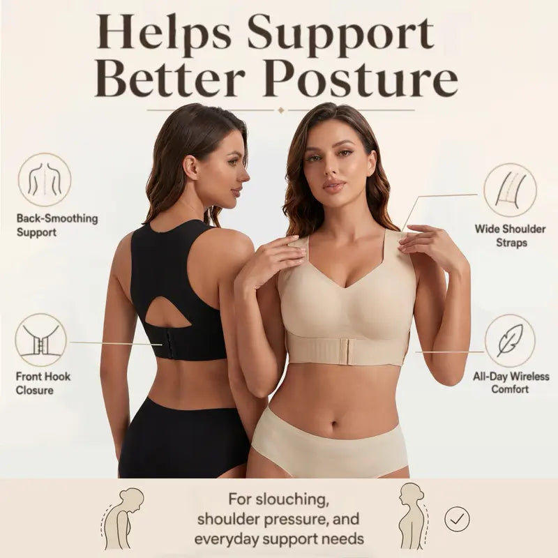 BULESHOT® 2026 Posture Bra, women’s beige wireless bra, soft breathable non-removable molded cup