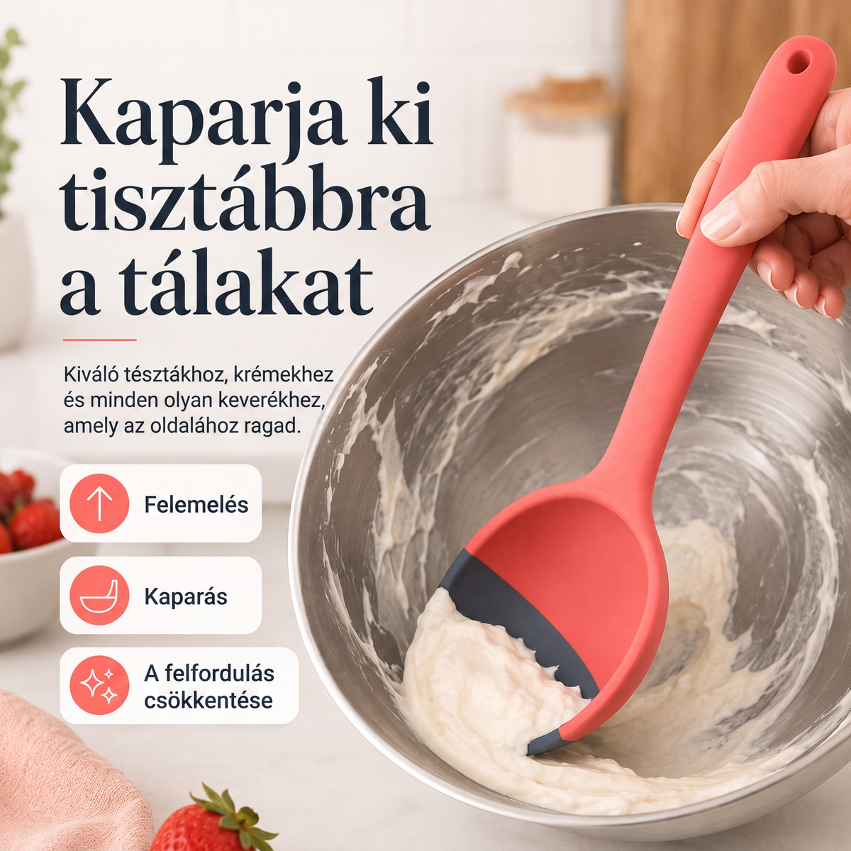 🥄 2 az 1-ben szilikon adagolókanál és spatula – Többcélú főző- és tálalóeszköz ✨