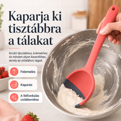 🥄 2 az 1-ben szilikon adagolókanál és spatula – Többcélú főző- és tálalóeszköz ✨