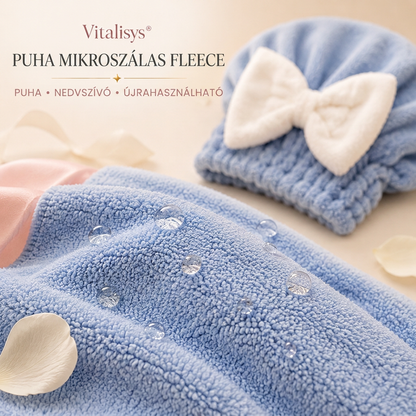 Vitalisys® Gyorsan száradó mikroszálas hajszárító sapka masnival – Nedvességszívó hajtörölköző a mindennapi rutinhoz és utazáshoz 🎀