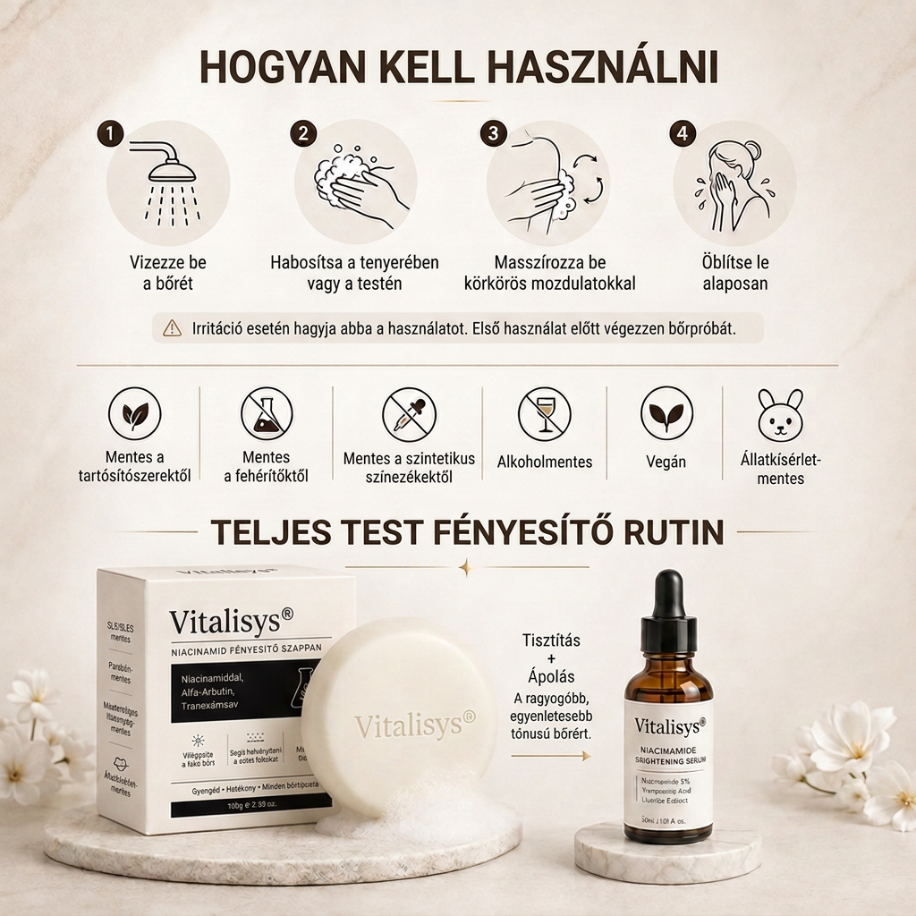 🔥🔥Vitalisys® Niacinamidos bőrvilágosító szappan pigmentfoltok és szeplők ellen 💆‍♀️