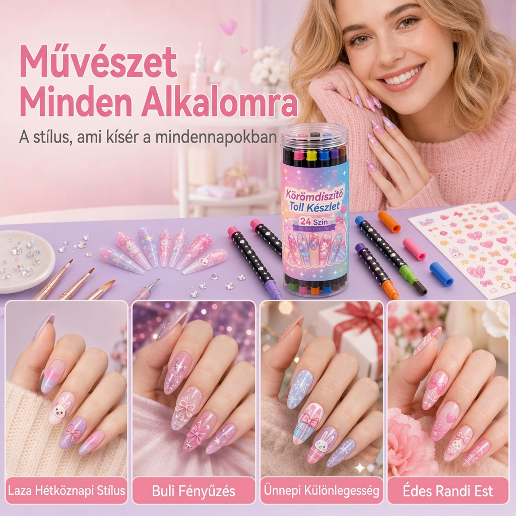 UTOLSÓ NAP · 50% KEDVEZMÉNY 🌈 24 színű kétvégű körömdíszítő toll készlet 💕