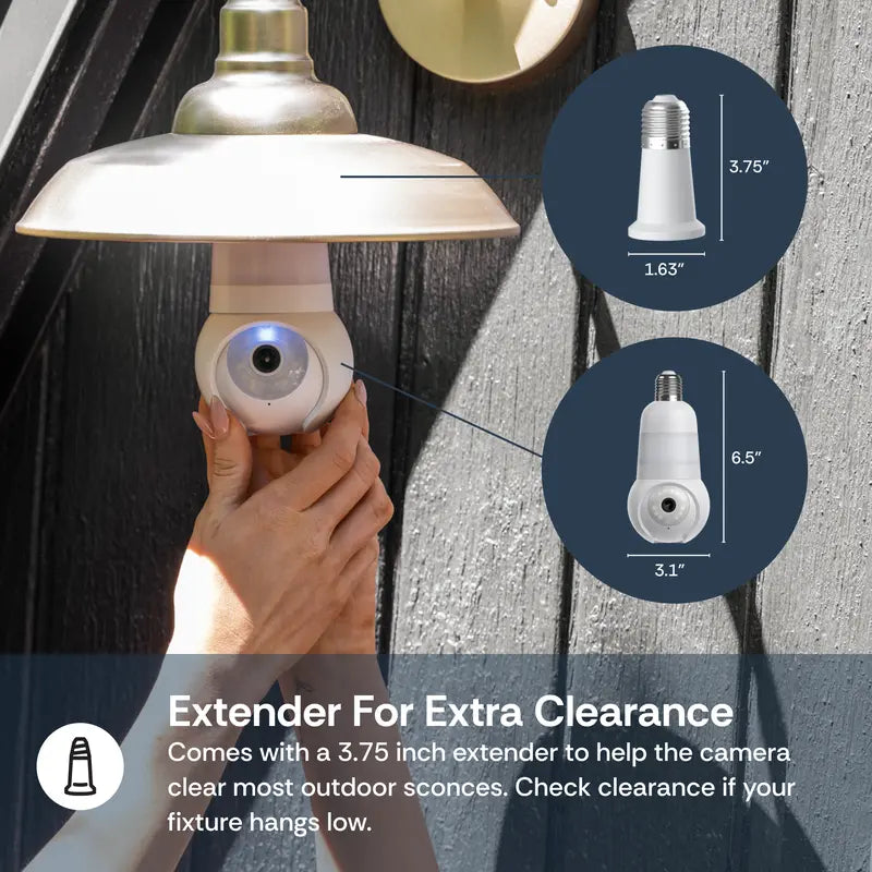 PKNEW® | Luna Light Bulb Security Cam -2K 2.4GHz/5GHz WiFi, Indoor Outdoor Surveillance Monitoring Camera for Home, 360° Pan/Tilt, Color Night Vision, Built-In LED & Spotlight, Easy Installation (2026 Upgrade)