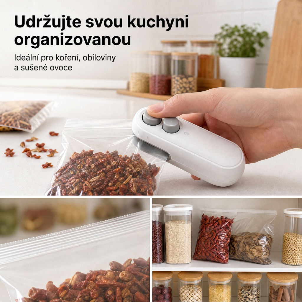Vitalisys® Hordozható újratölthető tasaklezáró – 2 az 1-ben USB-C mini lezáró és vágó eszköz ✨